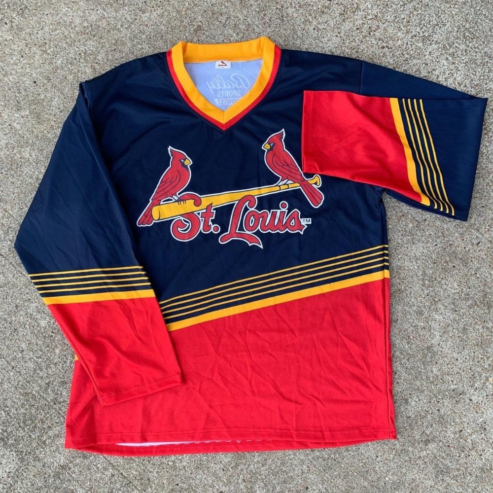 NIP St Louis Cardinals Blues Long Sleeve Hockey Jersey L Busch SGA